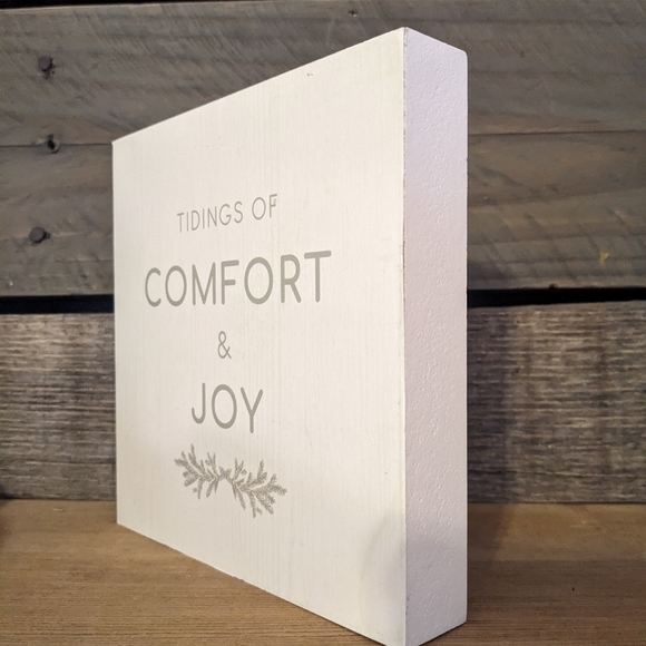 Comfort & Joy Wood Sign Decor NEW SAGE GREEN & WHITE - Picture 6 of 6